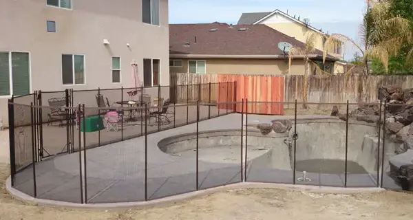Removable Pool Fence with Strong Poles & Black Mesh